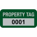 Lustre-Cal Property ID Label PROPERTY TAG5 Alum Green 1.50in x 0.75in  Serialized 0001-0100, 100PK 253769Ma1G0001